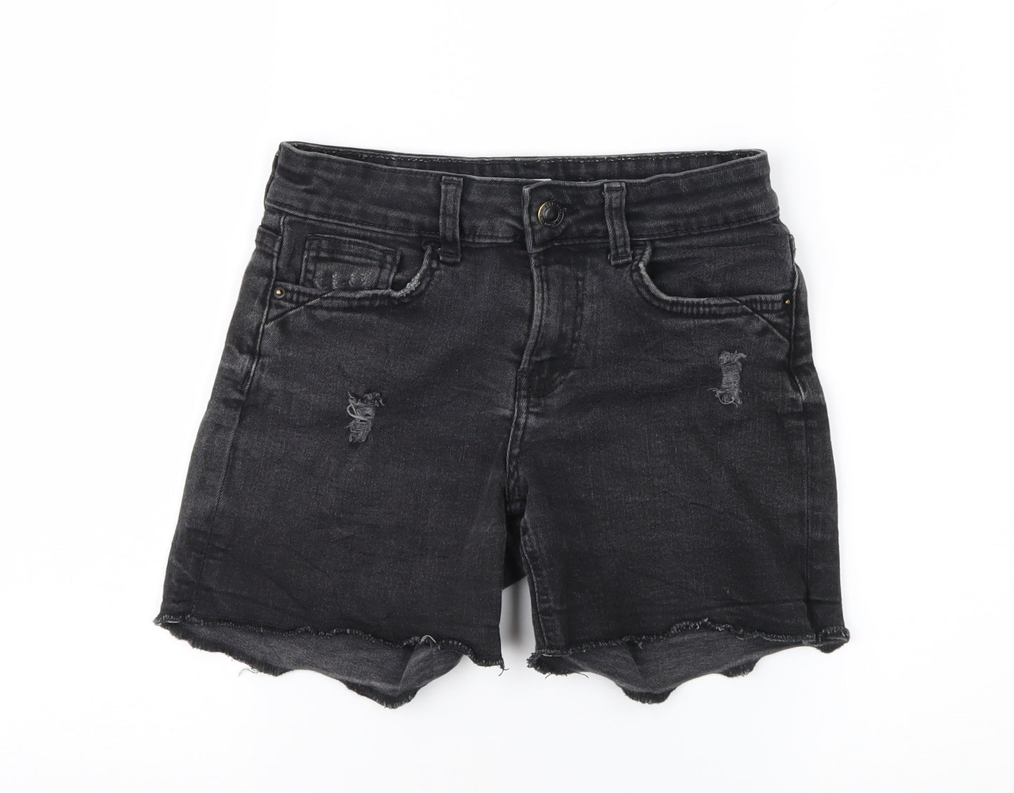 Bershka Womens Black  Denim Cut-Off Shorts Size 4 - distressed