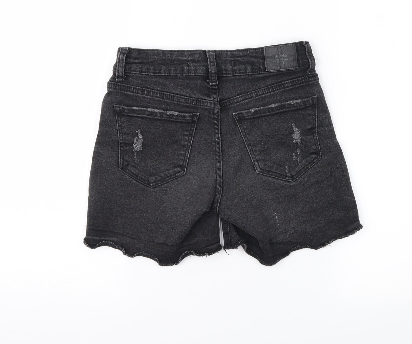 Bershka Womens Black  Denim Cut-Off Shorts Size 4 - distressed