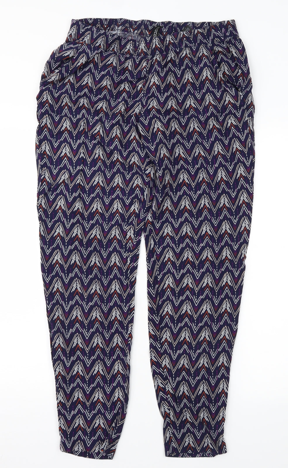Divided Womens Purple Geometric  Trousers  Size 10 L28 in