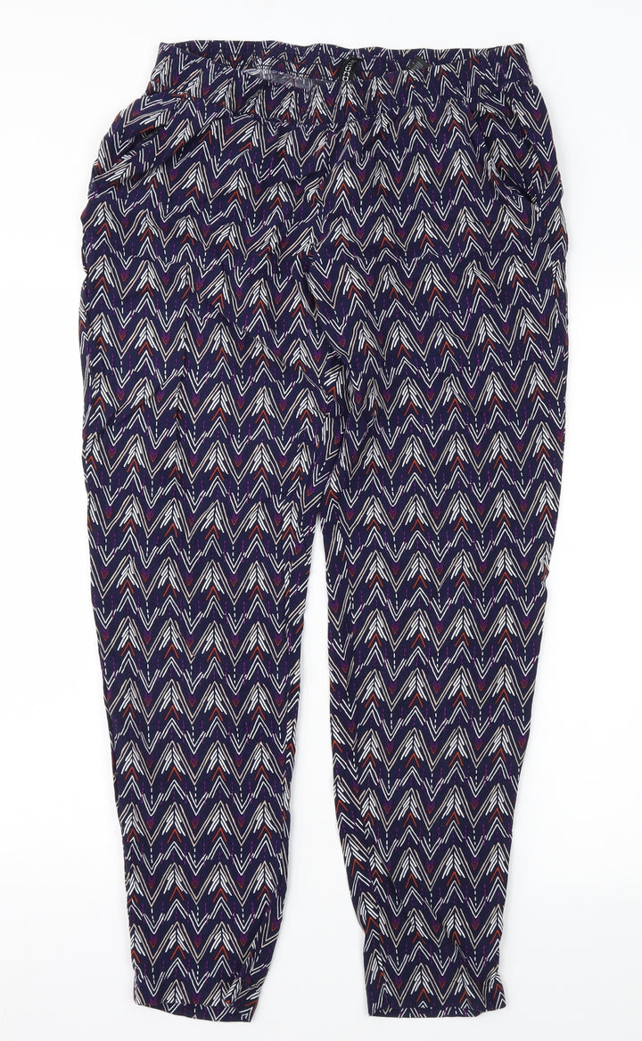 Divided Womens Purple Geometric  Trousers  Size 10 L28 in