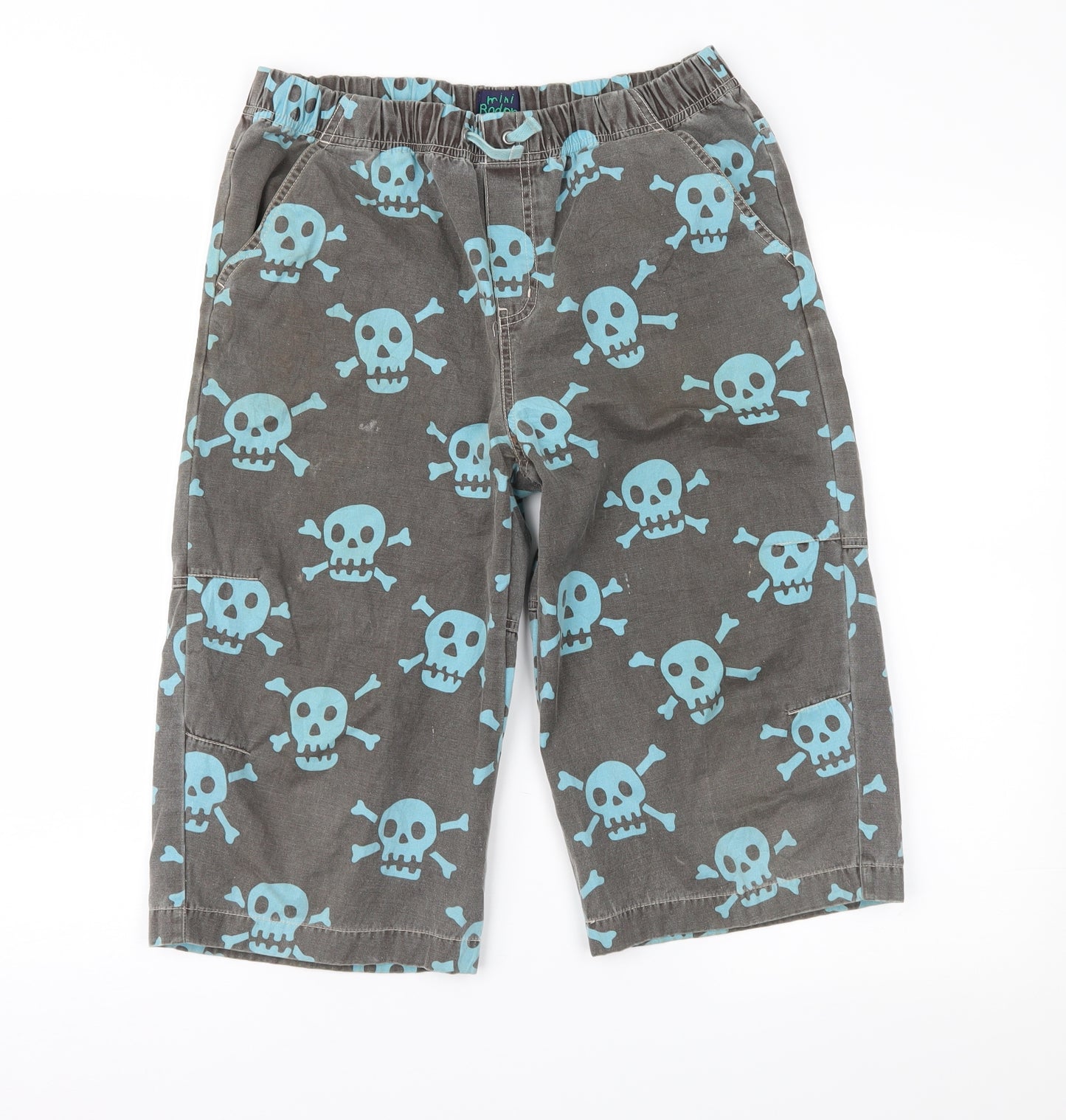 Boden Boys Grey Geometric Denim Cargo Shorts Size 14 Years - SKULL