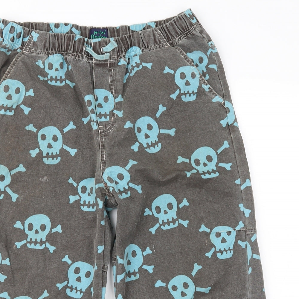 Boden Boys Grey Geometric Denim Cargo Shorts Size 14 Years - SKULL