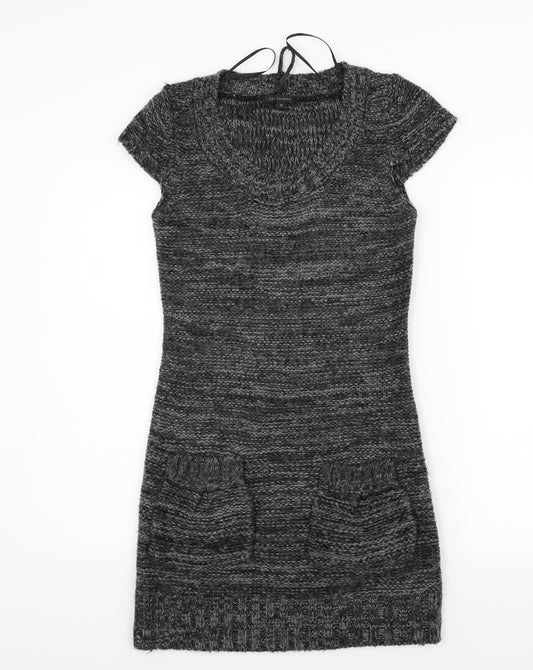 Front view of QED London women’s grey jumper dress, size M