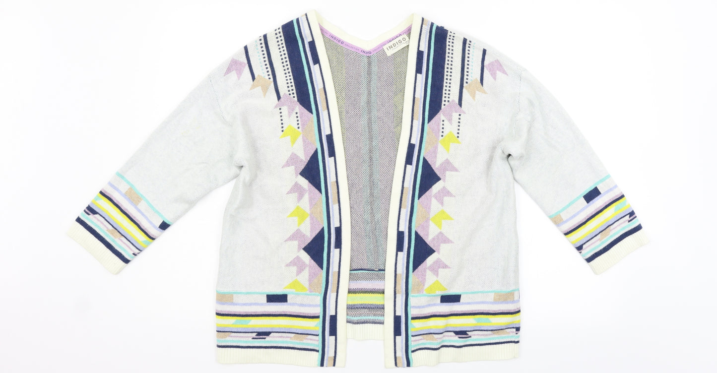 Marks and Spencer Womens Beige Striped  Cardigan Jumper Size 12