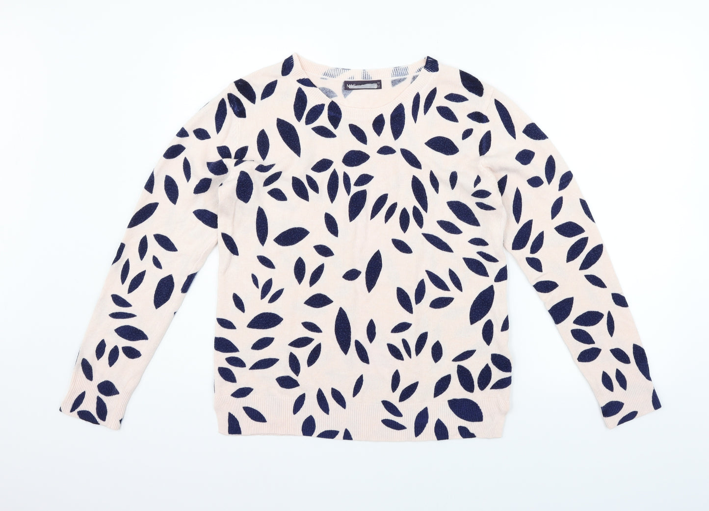 Marks and Spencer Womens Beige Floral  Pullover Jumper Size 14