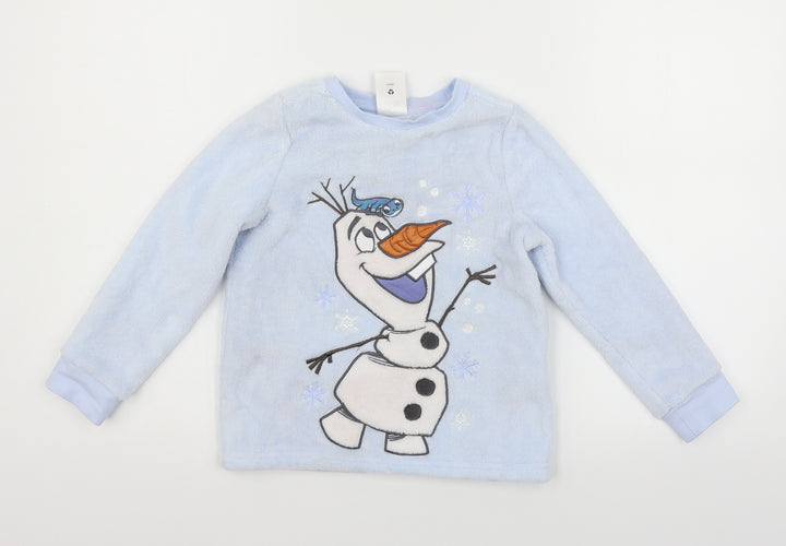Disney Girls Blue Solid  Top Pyjama Top Size 5-6 Years  - snow man