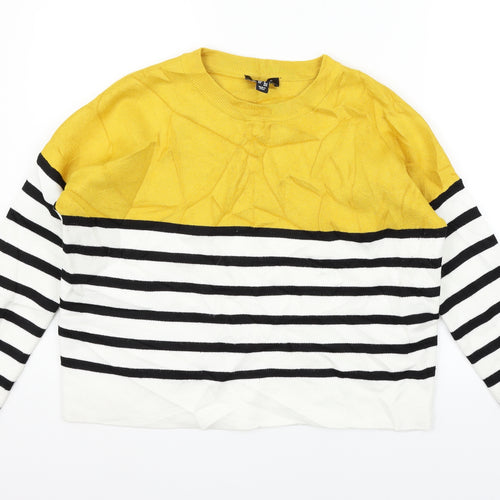 New Look Womens Yellow Striped  Pullover Jumper Size M