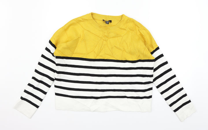 New Look Womens Yellow Striped  Pullover Jumper Size M