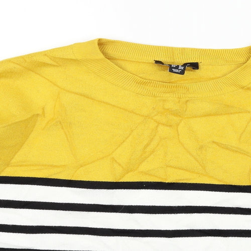 New Look Womens Yellow Striped  Pullover Jumper Size M