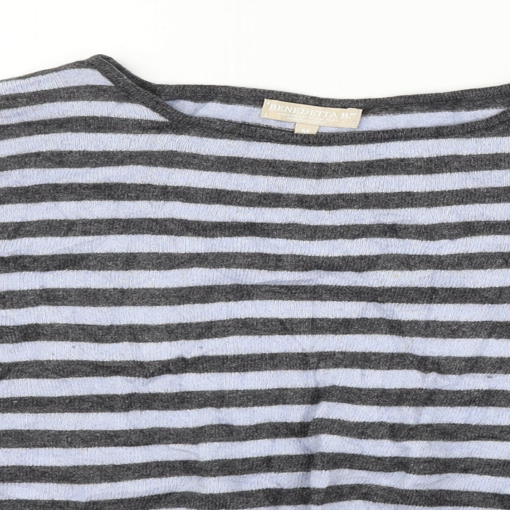 Benedetta B Womens Blue Striped  Pullover Jumper Size M