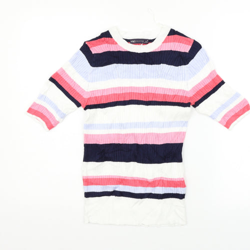 Marks and Spencer Womens Pink Striped  Pullover Jumper Size 10