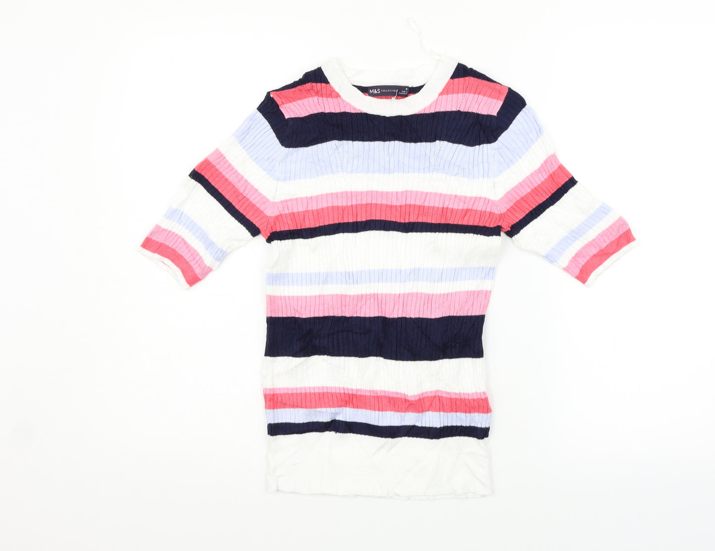Marks and Spencer Womens Pink Striped  Pullover Jumper Size 10