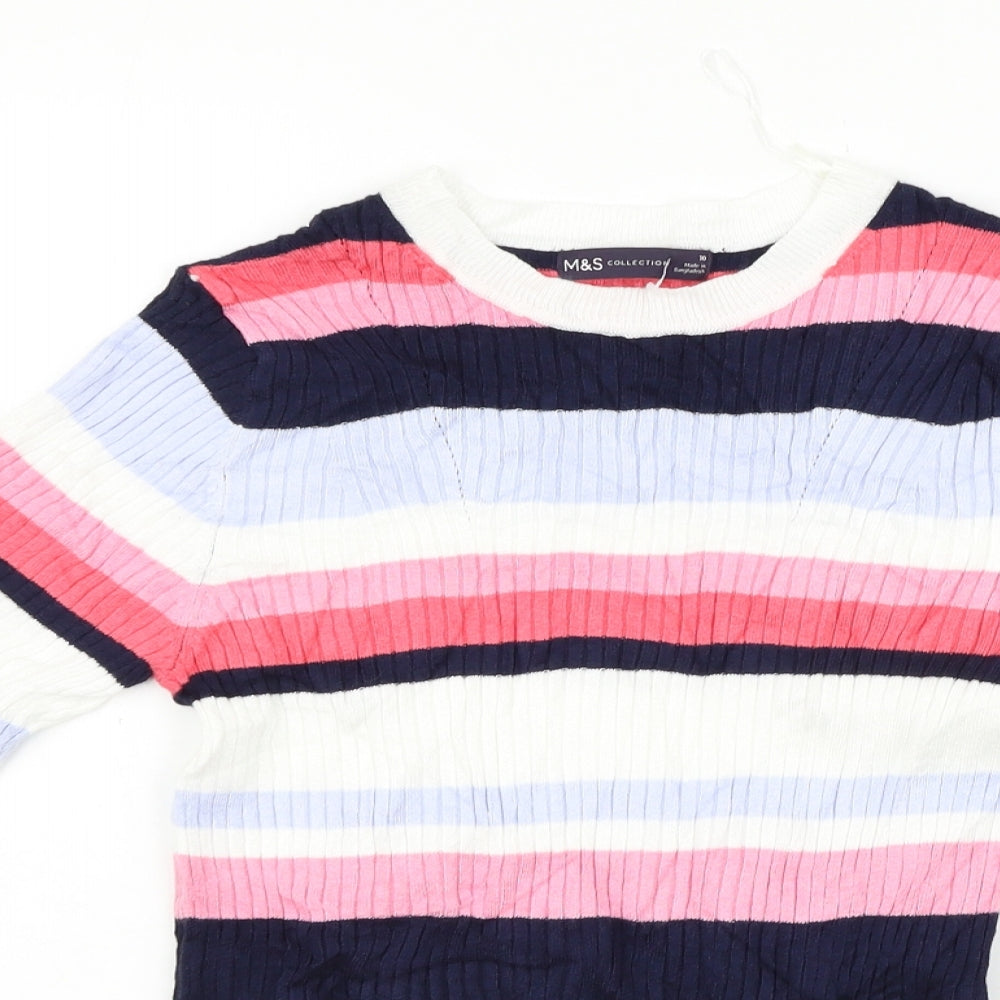 Marks and Spencer Womens Pink Striped  Pullover Jumper Size 10