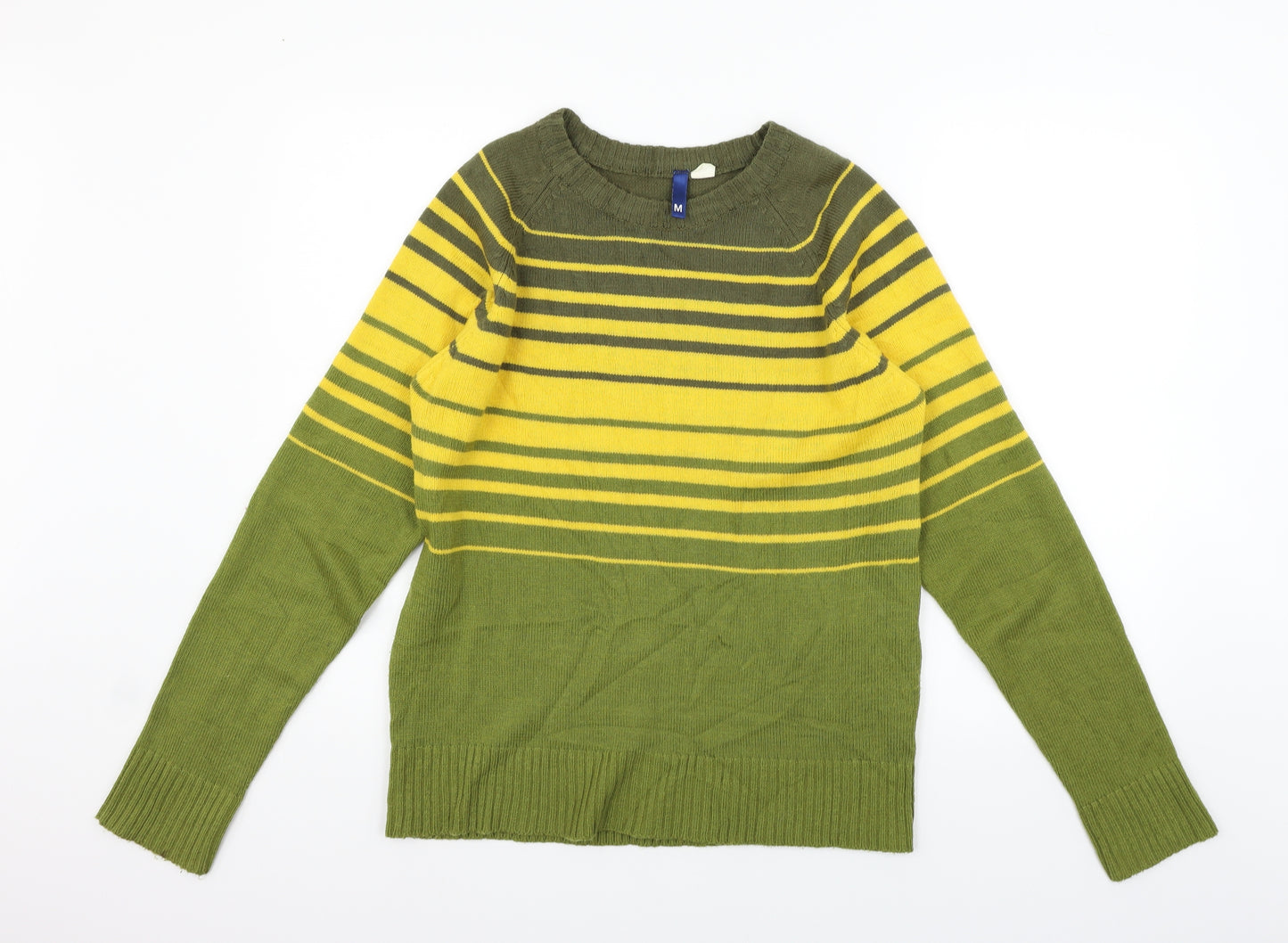 Divided Mens Green Striped  Pullover Jumper Size M