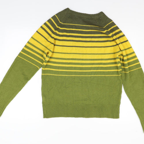 Divided Mens Green Striped  Pullover Jumper Size M
