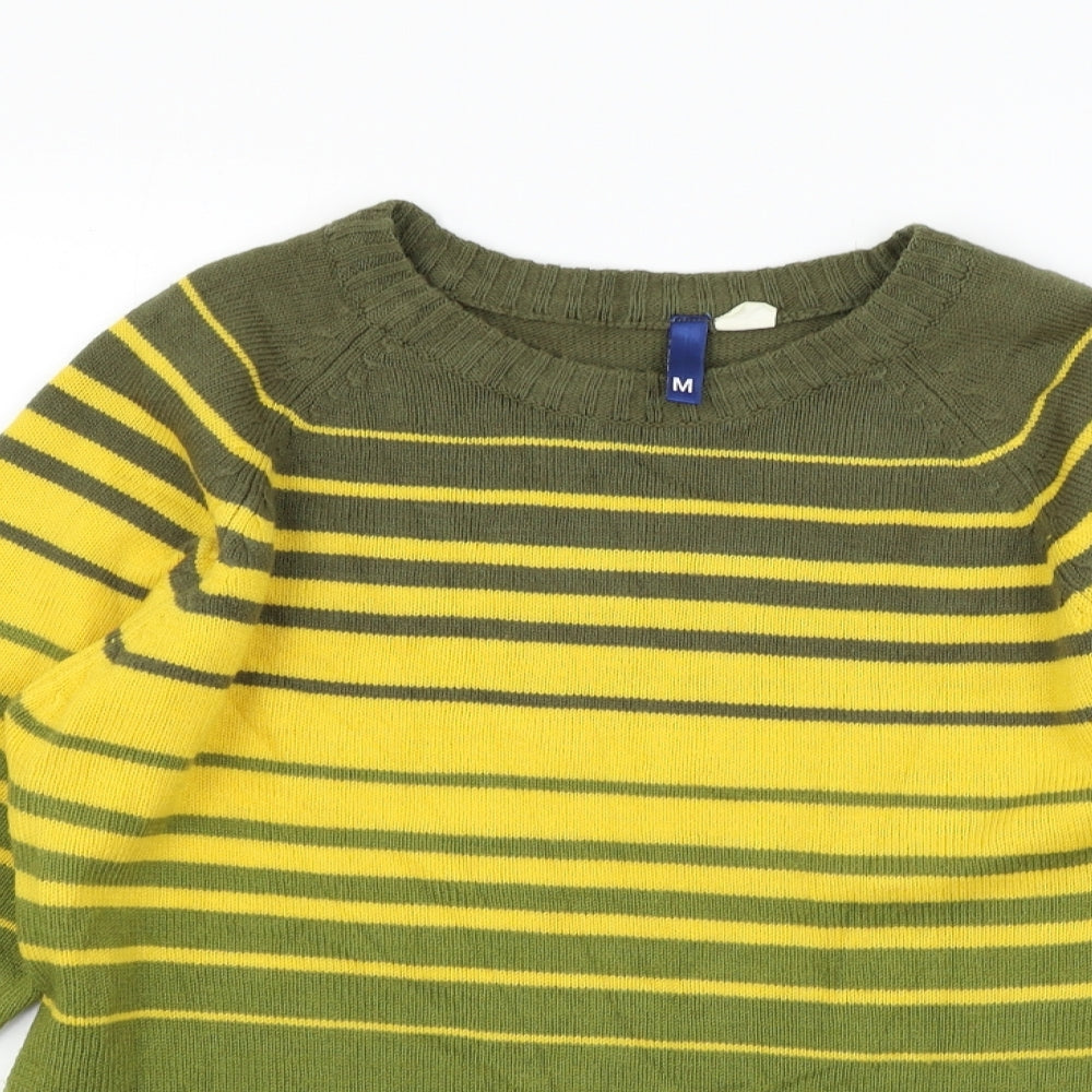 Divided Mens Green Striped  Pullover Jumper Size M
