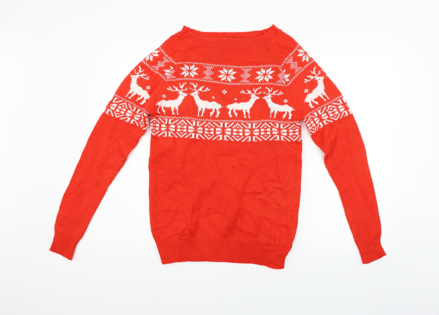 Preworn Womens Red Geometric  Pullover Jumper Size M  - christmas