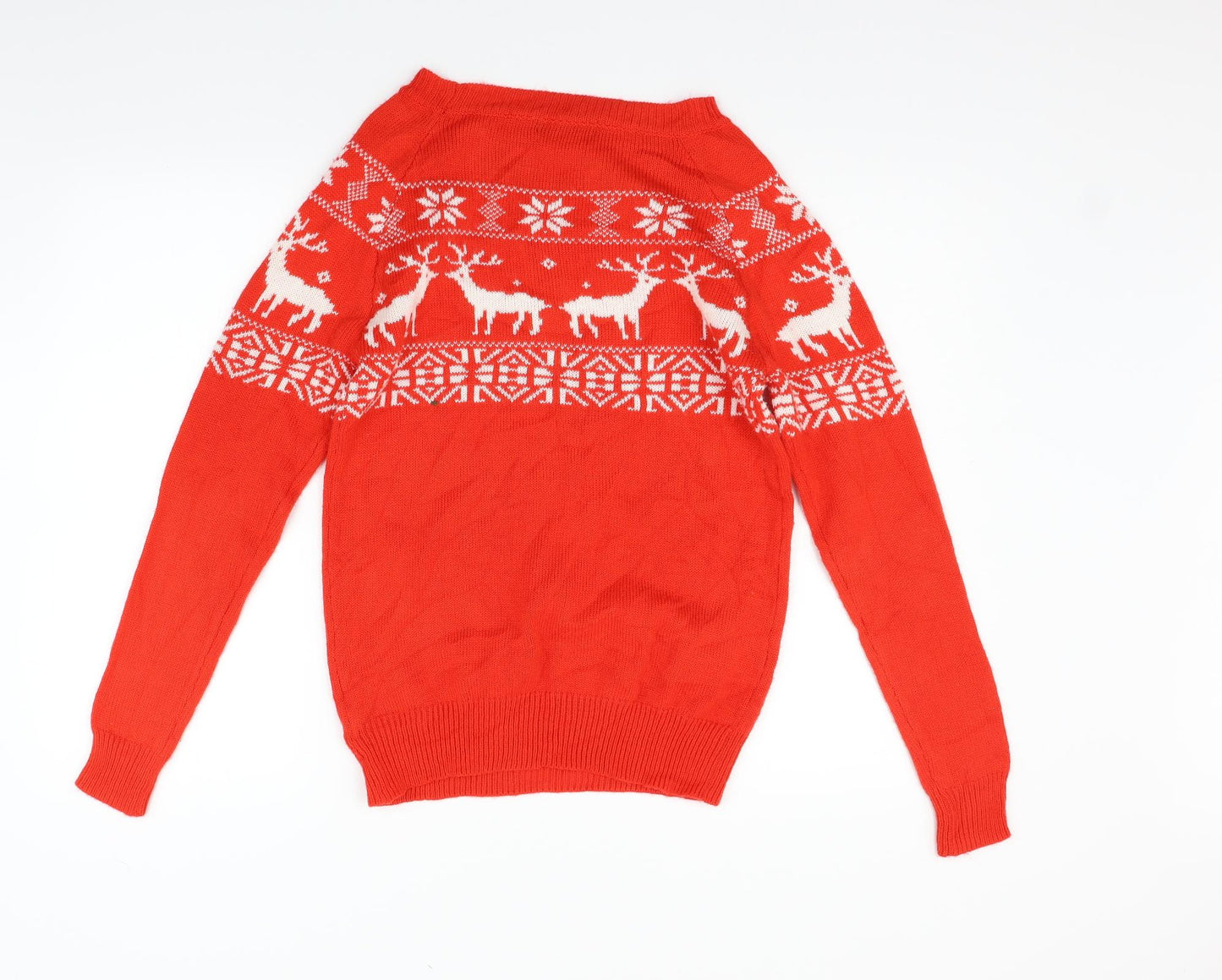 Preworn Womens Red Geometric  Pullover Jumper Size M  - christmas