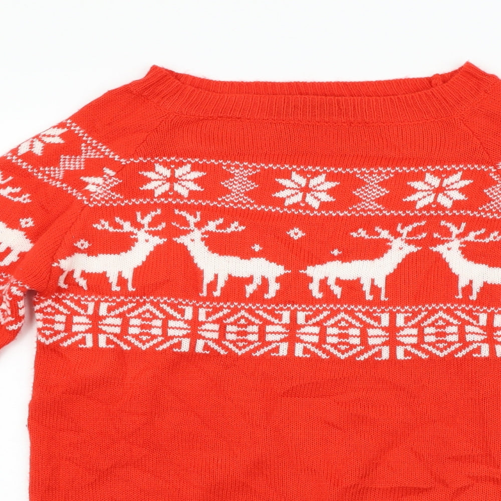 Preworn Womens Red Geometric  Pullover Jumper Size M  - christmas