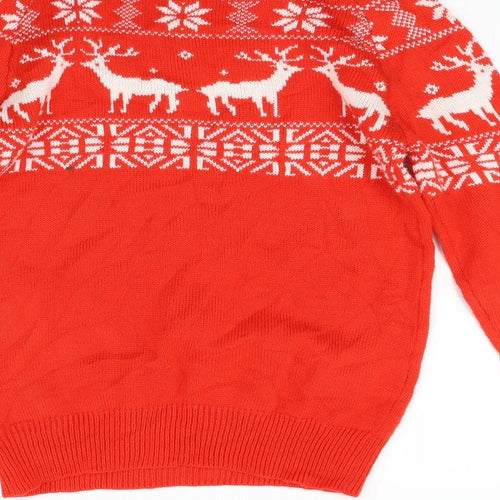 Preworn Womens Red Geometric  Pullover Jumper Size M  - christmas