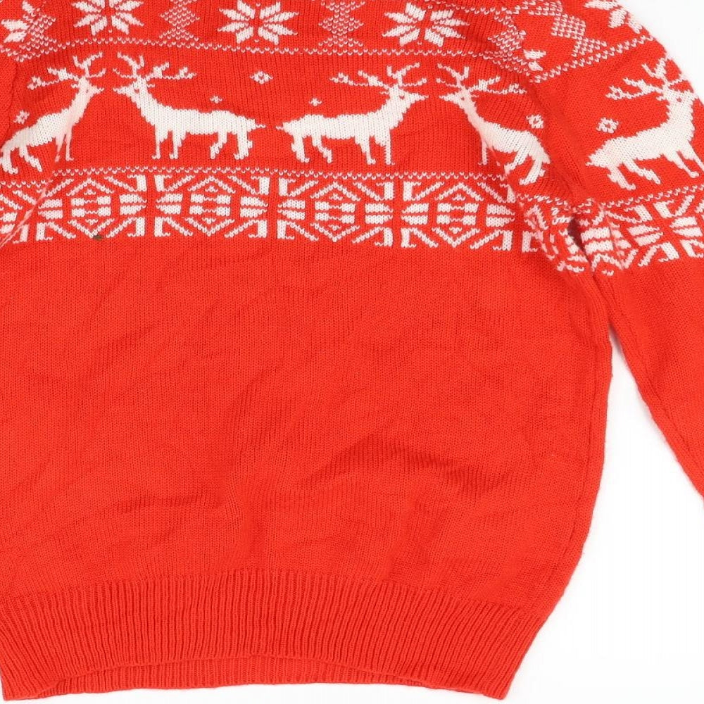 Preworn Womens Red Geometric  Pullover Jumper Size M  - christmas