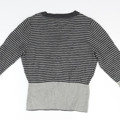 PLANET Womens Grey Striped  Cardigan Jumper Size M
