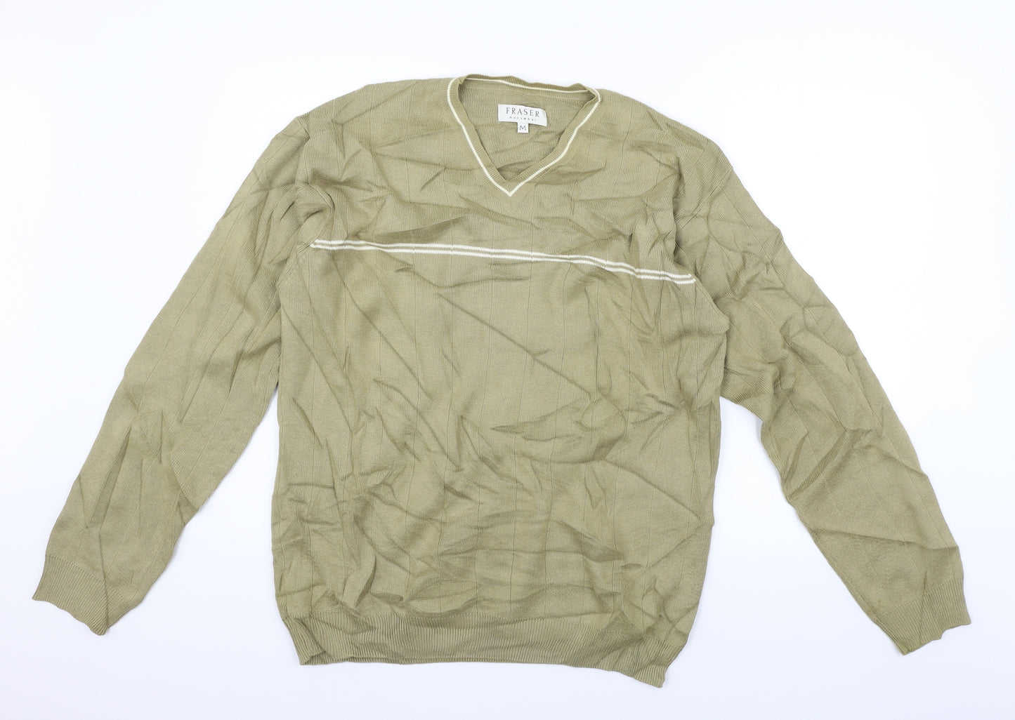 Fraser Mens Beige Striped  Pullover Jumper Size M