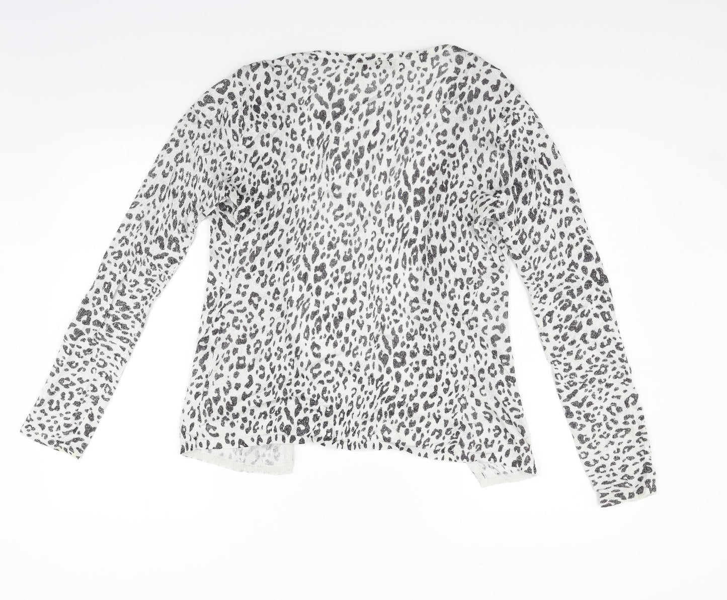 Zara Womens White Animal Print  Cardigan Jumper Size L