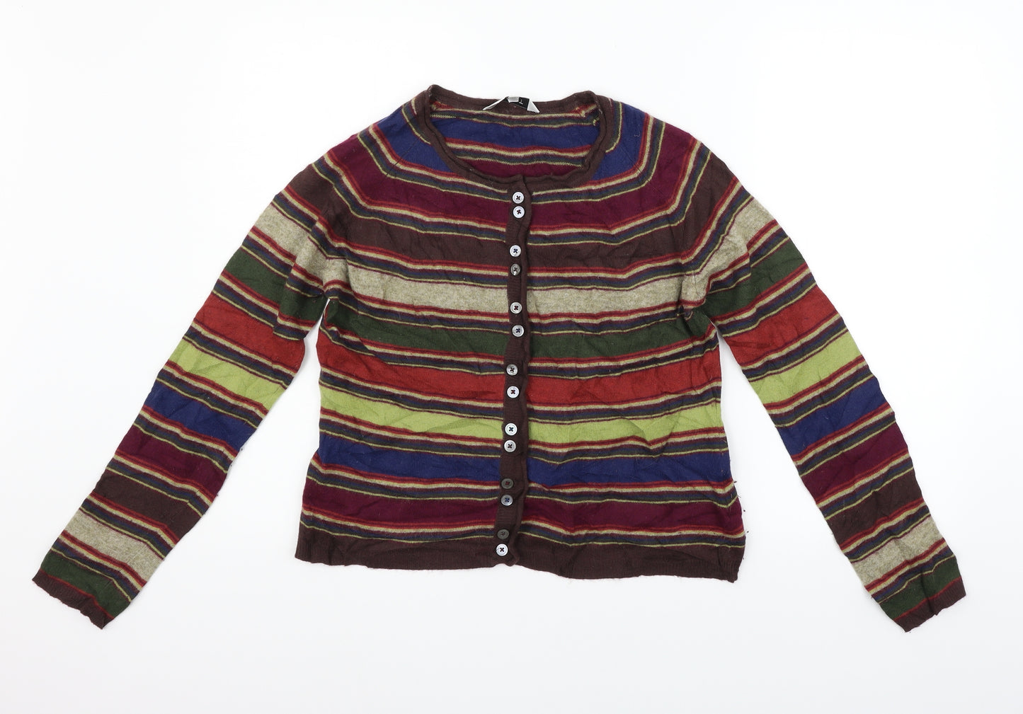 EAST Womens Red Striped  Cardigan Jumper Size 14