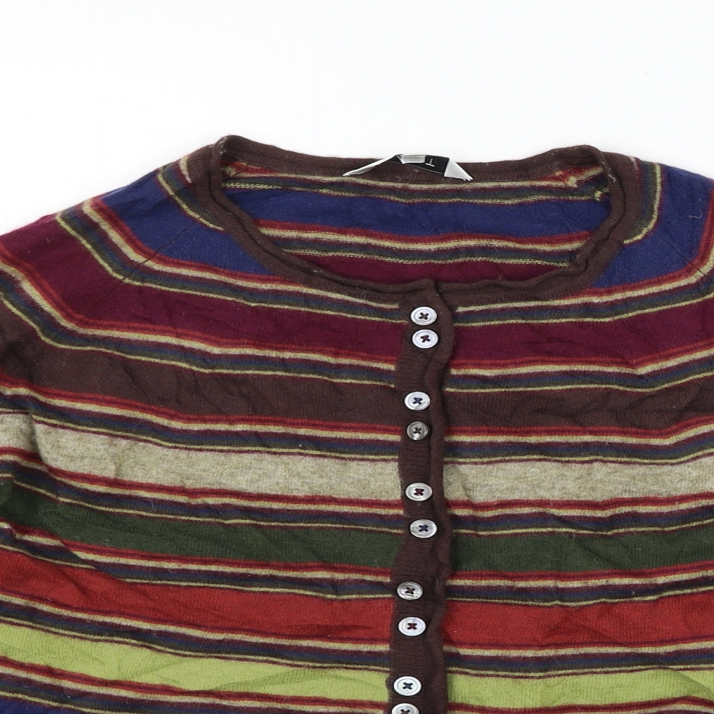 EAST Womens Red Striped  Cardigan Jumper Size 14