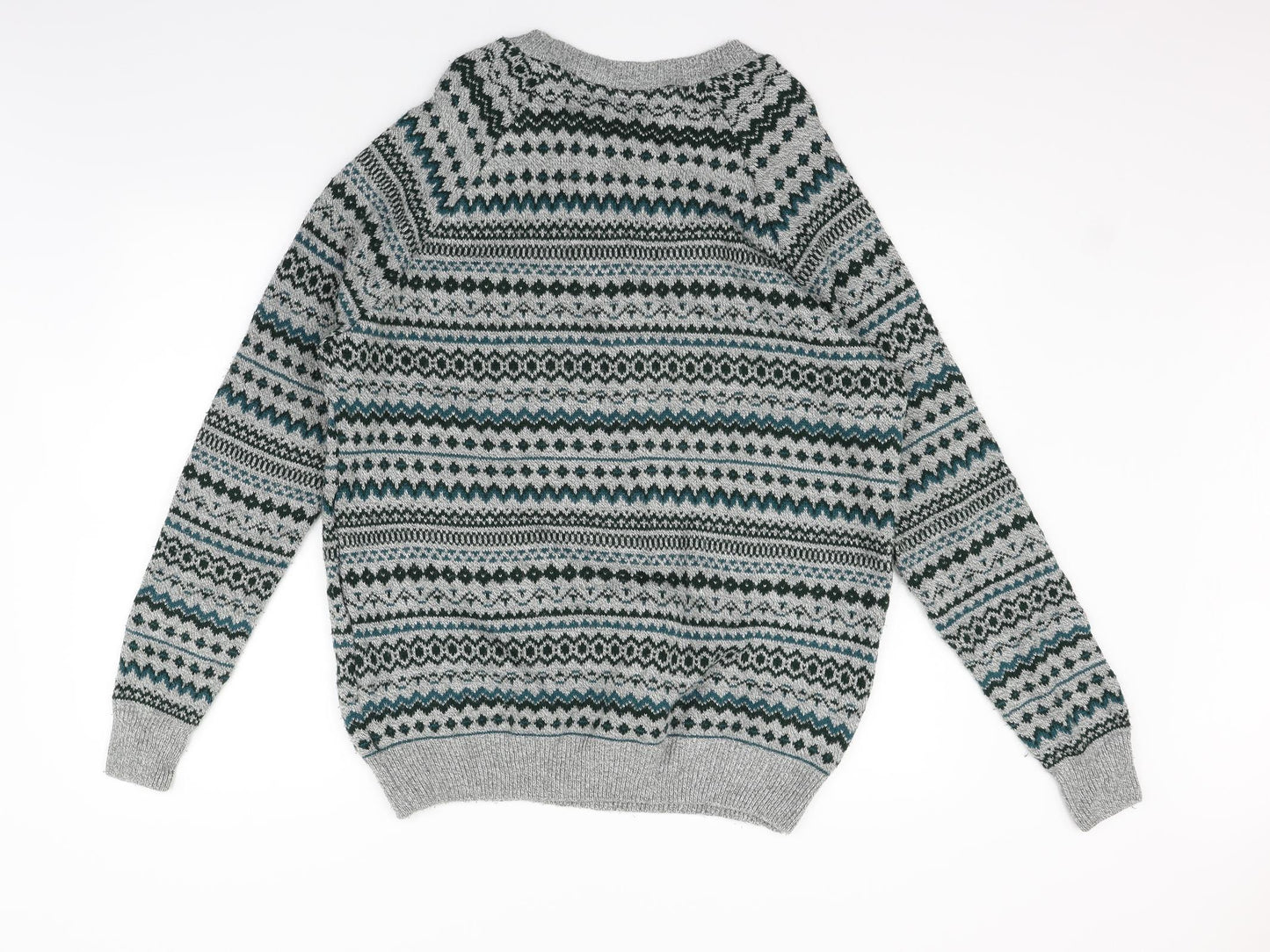 Topman Mens Grey Geometric  Pullover Jumper Size L