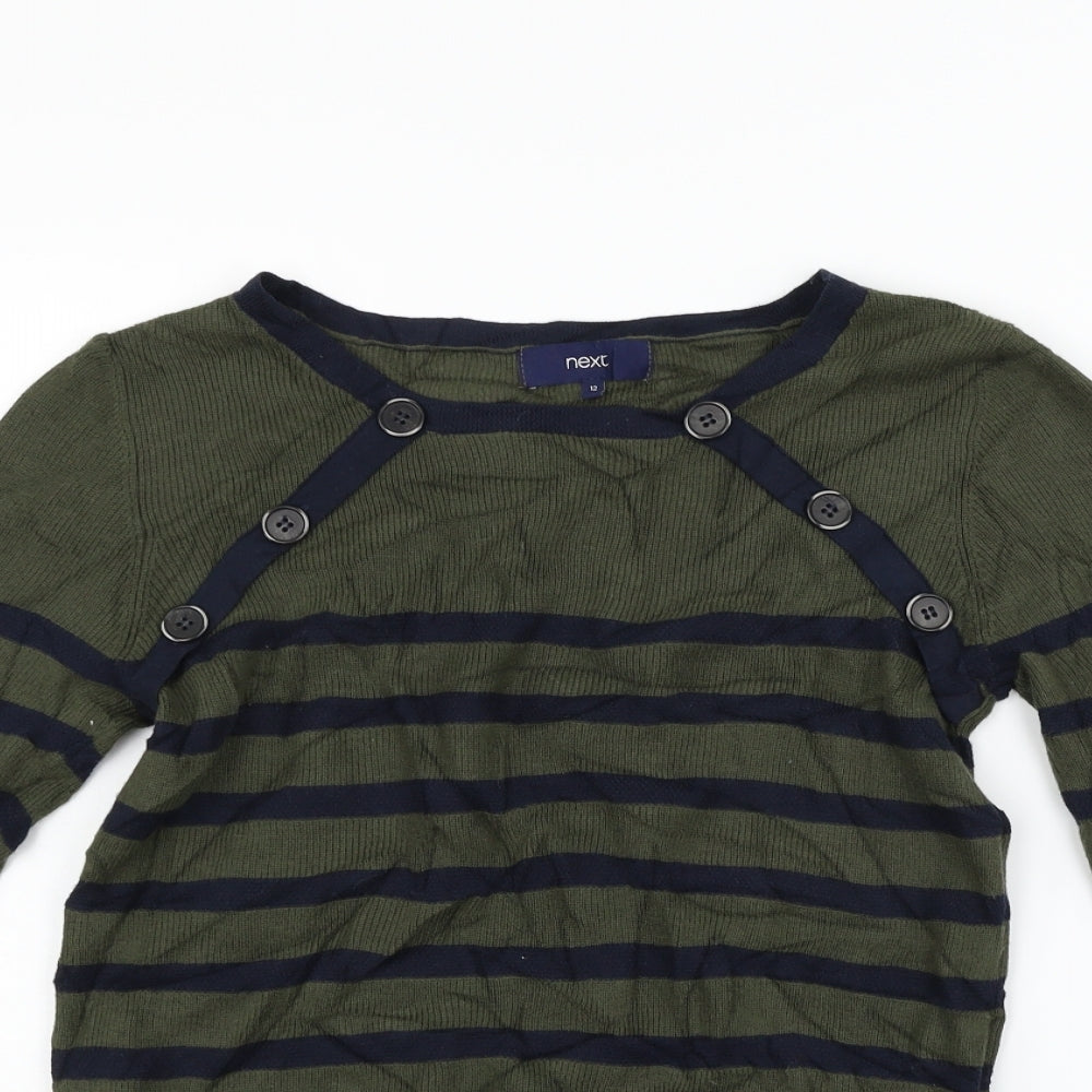 NEXT Womens Green Striped  Pullover Jumper Size 12
