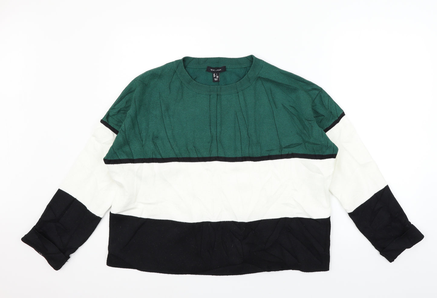 New Look Mens Green Striped  Pullover Jumper Size L
