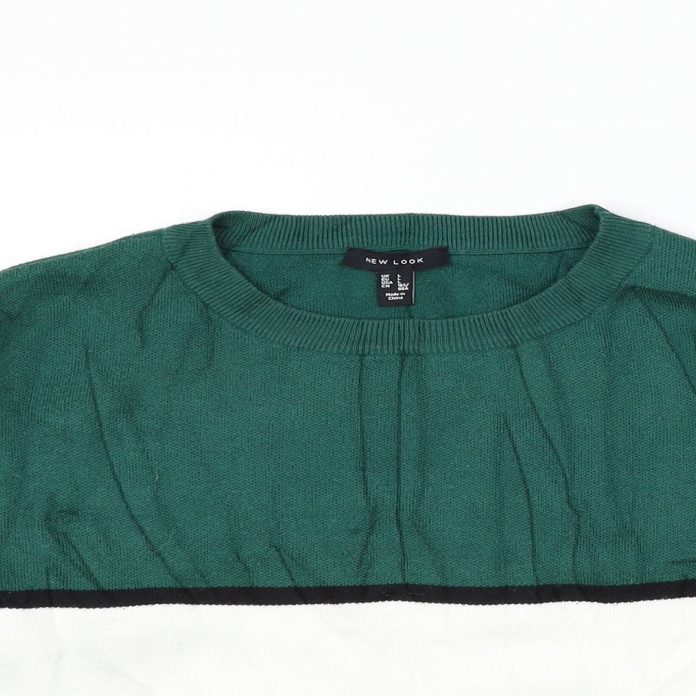 New Look Mens Green Striped  Pullover Jumper Size L