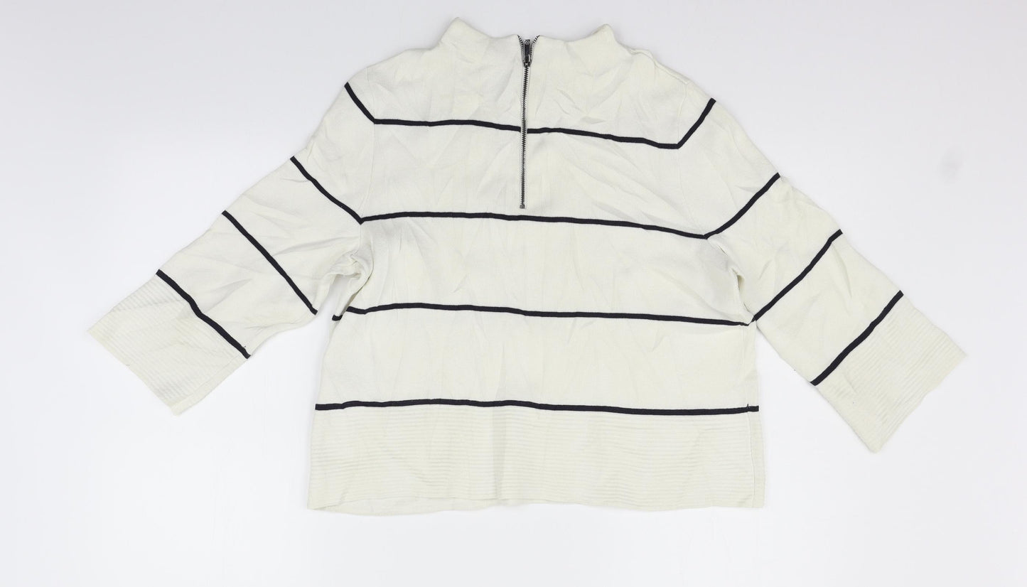 LK Bennett Womens Beige Striped  Pullover Jumper Size M