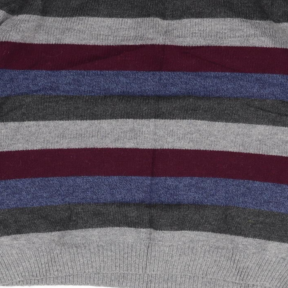 Marks and Spencer Mens Grey Striped  Pullover Jumper Size L