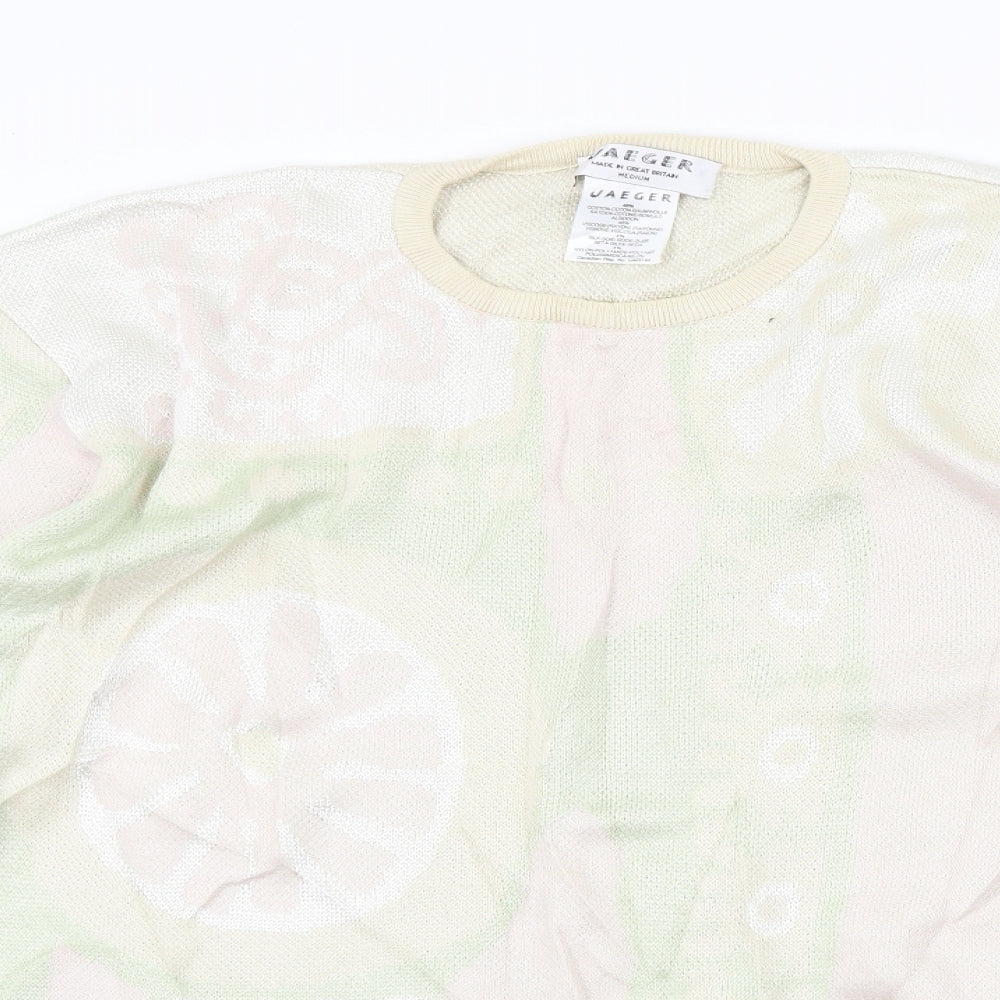 Jaeger Womens Beige Geometric  Pullover Jumper Size M