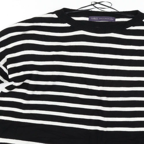 Marks and Spencer Womens Black Striped  Pullover Jumper Size 8