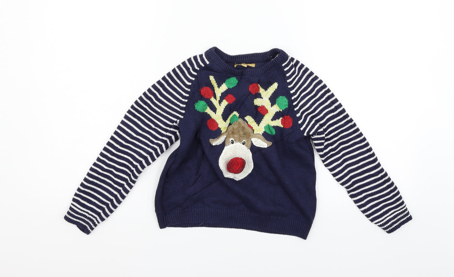 Rock & Wilde Boys Blue Striped  Pullover Jumper Size 7 Years  - christmas