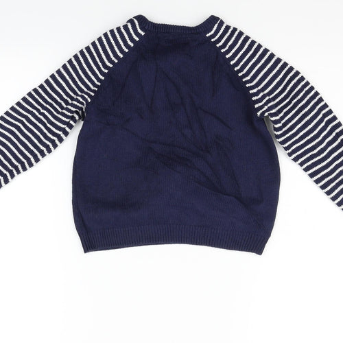 Rock & Wilde Boys Blue Striped  Pullover Jumper Size 7 Years  - christmas