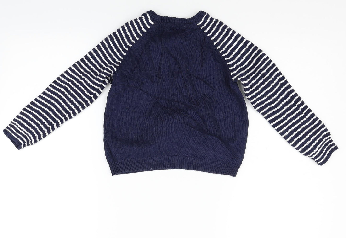 Rock & Wilde Boys Blue Striped  Pullover Jumper Size 7 Years  - christmas