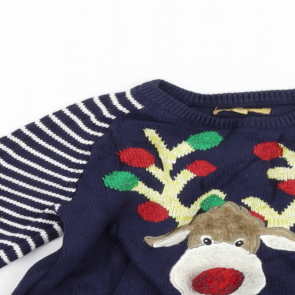 Rock & Wilde Boys Blue Striped  Pullover Jumper Size 7 Years  - christmas