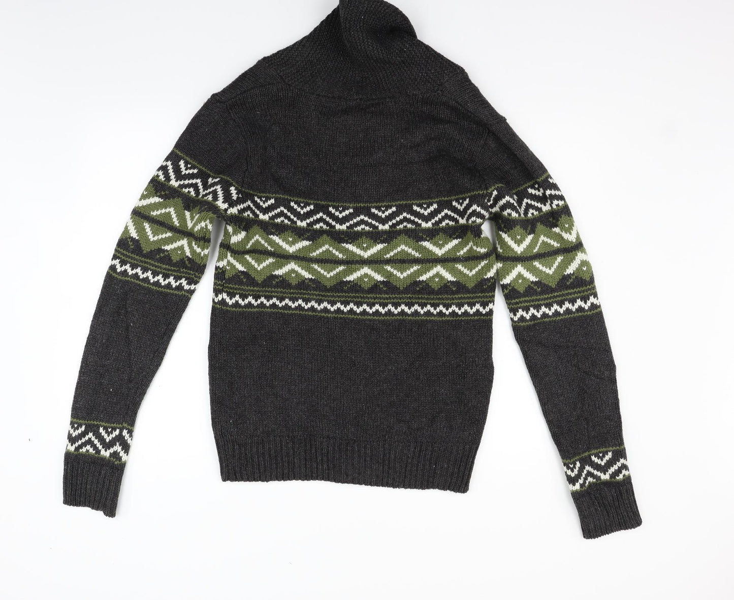 FYI Womens Grey Geometric  Cardigan Jumper Size L