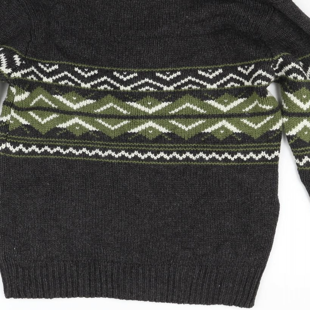 FYI Womens Grey Geometric  Cardigan Jumper Size L