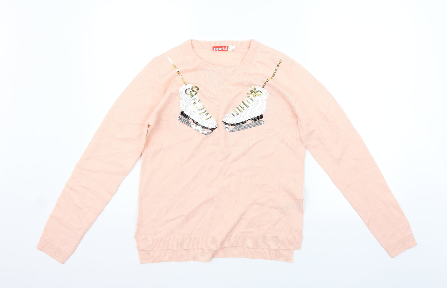 Pepperts Girls Pink   Pullover Jumper Size 12 Years  - SEQUIN