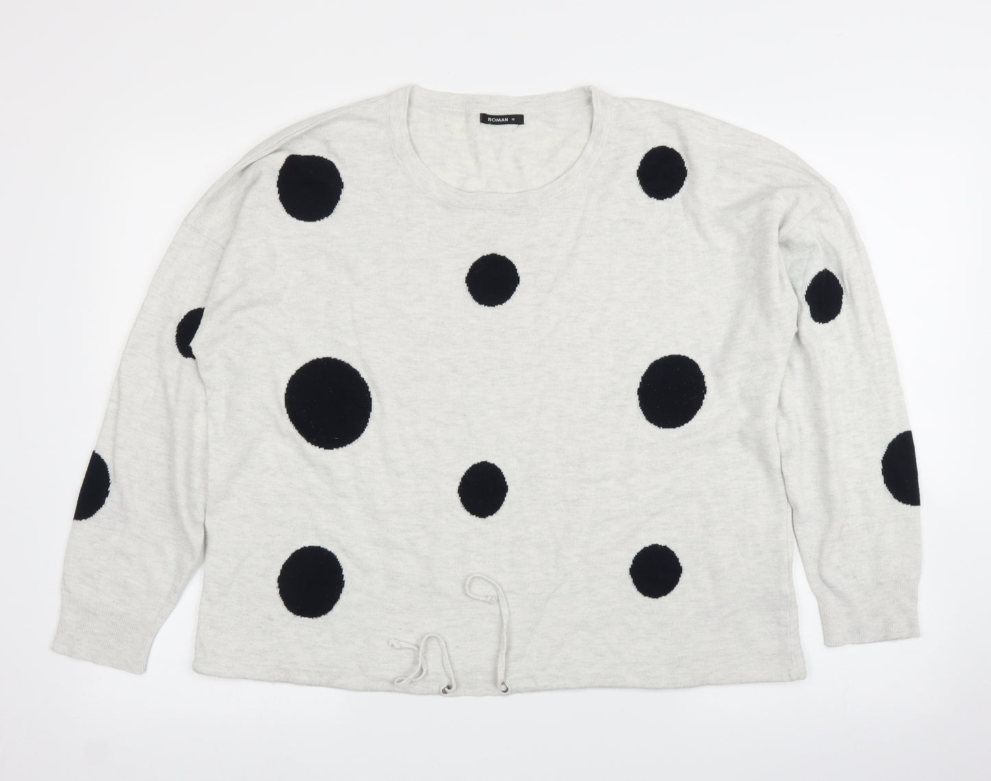 Roman Womens Grey Polka Dot  Pullover Jumper Size 16