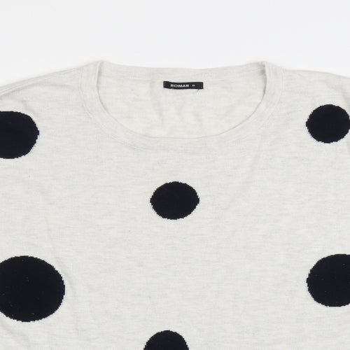 Roman Womens Grey Polka Dot  Pullover Jumper Size 16
