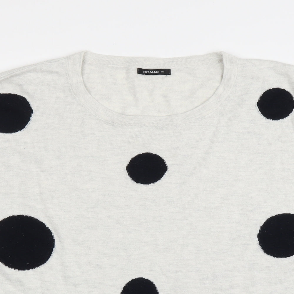 Roman Womens Grey Polka Dot  Pullover Jumper Size 16