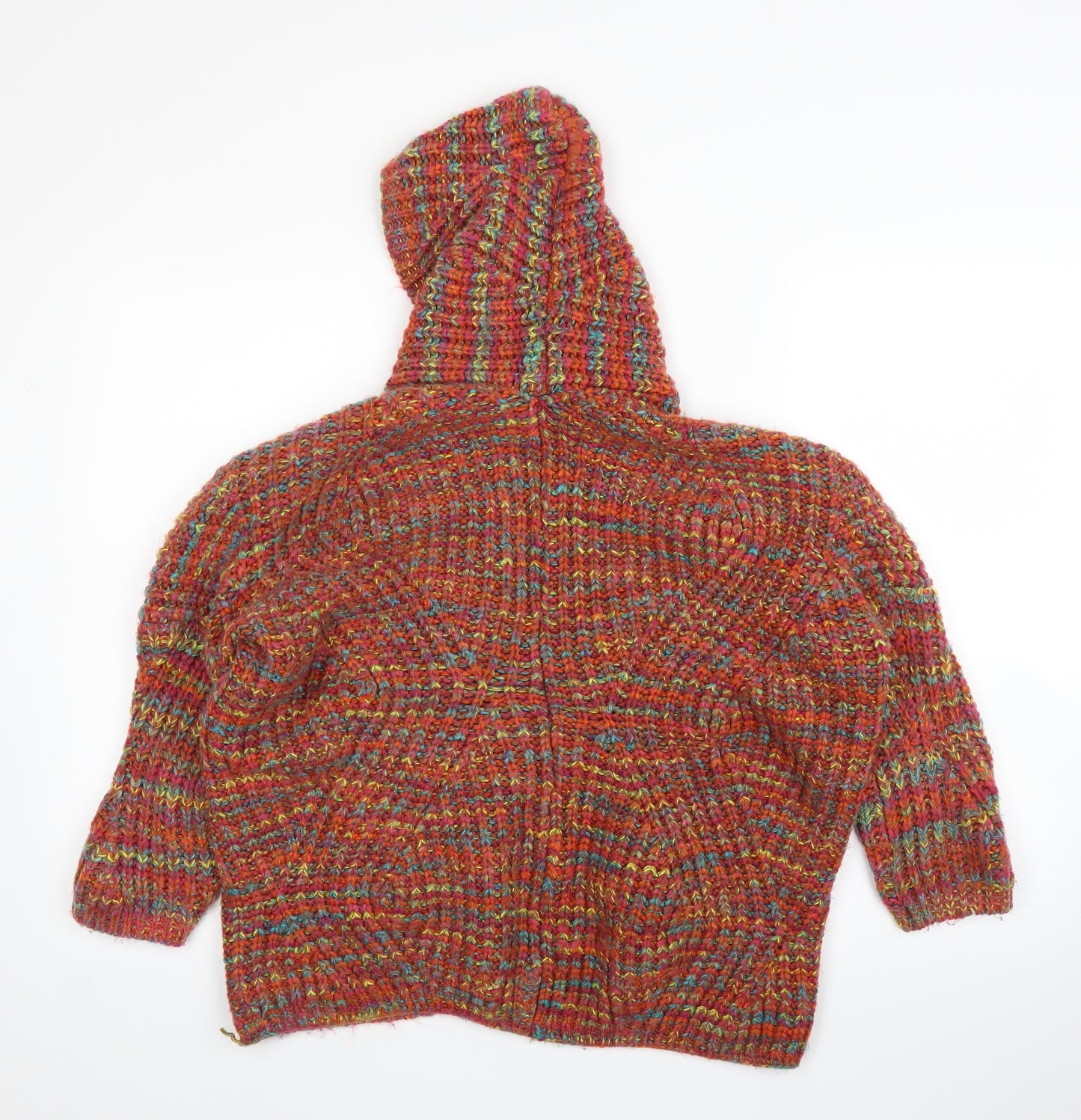 Preworn Womens Orange   Cardigan Jumper Size M  - Handmade