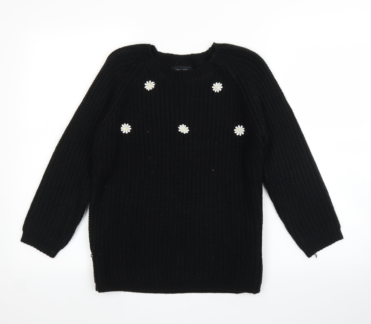 New Look Womens Black Floral  Pullover Jumper Size 10